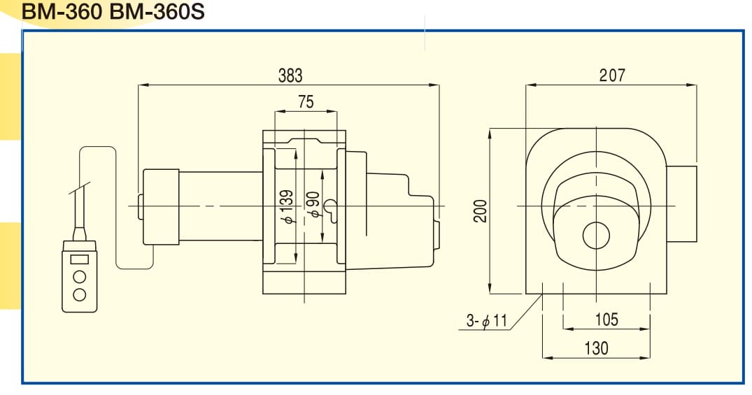 BM系列TKK卷?yè)P(yáng)機(jī):BM-360、BM-360S尺寸圖